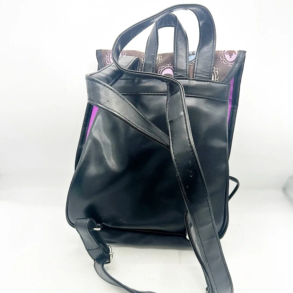 Hello Kitty Backpack Small Black Faux Leather Cameo Print
